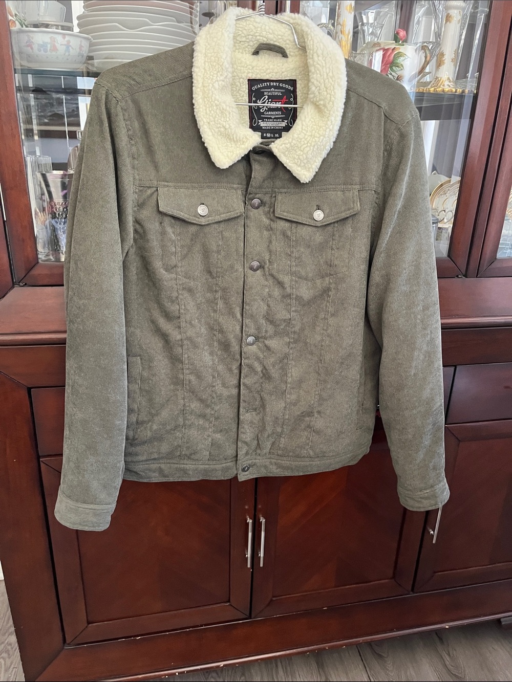 Men's Olive Green Sherpa Collar Field Jacket by William Rast